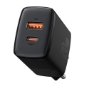 Baseus Compact szybka ładowarka sieciowa USB / USB Typ C 20W 3A Power Delivery Quick Charge 3.0 czarny