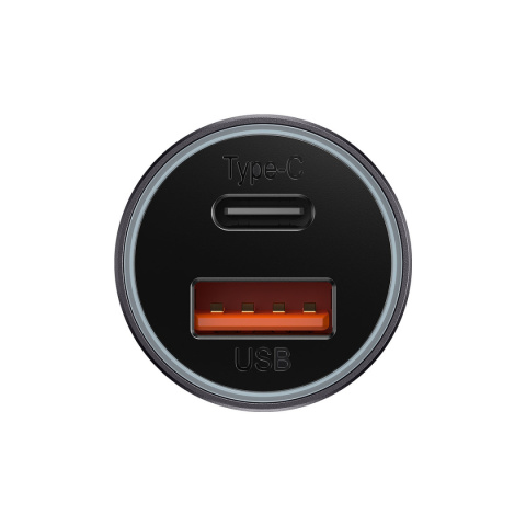 Baseus Golden Contactor Max szybka ładowarka samochodowa USB + USB typu C 60W Quick Charge ciemnoszary